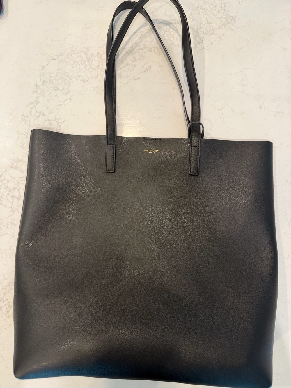 Saint Laurent Black Leather Messenger Bag with Gold Logo - Picture 3 of 9